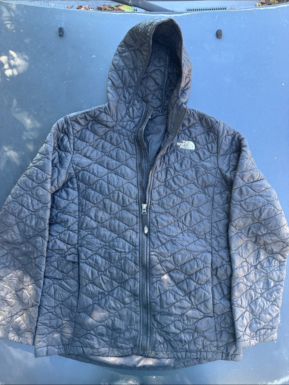 The North Face Black Quilted Hooded Girls Puffer Jacket xl